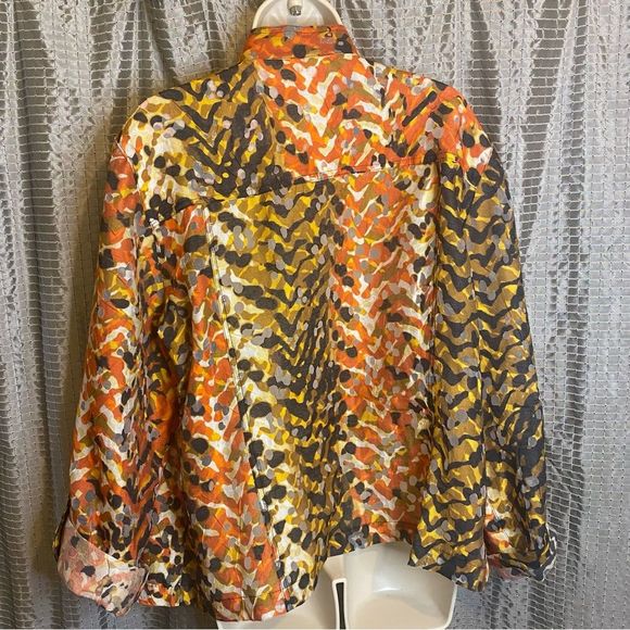 Ruby Rd Tribe Vibe Button Down Top Size 16W | Roll Up Sleeves | Mandarin Collar - Picture 4 of 11